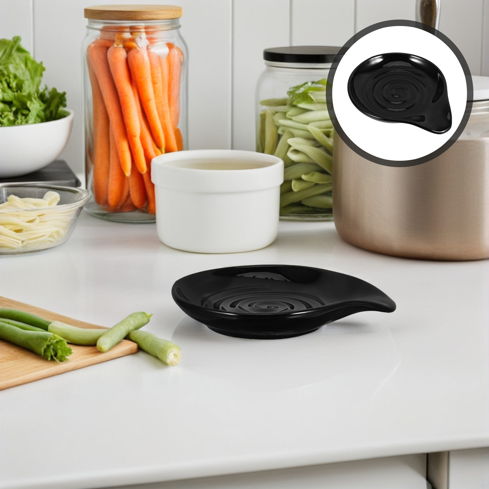Kitchen Gadgets Gold - حامل ملاعق سيراميك متعدد الوظائف لسطح